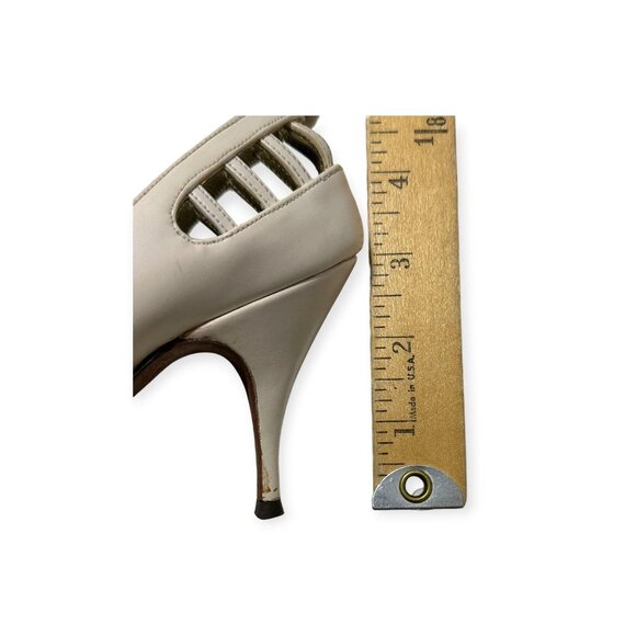 Vintage 1950s Mr. Herbert Ivory Leather Cutout Pumps Couture Footgear - Picture 11 of 12